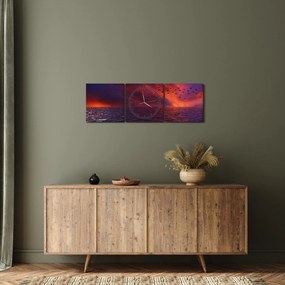 Tablou cu mare și păsări (cu ceas) (90x30 cm)