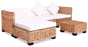 244626 vidaXL Set mobilier cu canapea 14 piese, culoare naturală, ratan