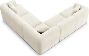 Colțar bej cu tapițerie din catifea reiată Campi – Cosmopolitan Design