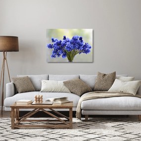 Tablou pe sticlă buchet cu flori albastre (70x50 cm)