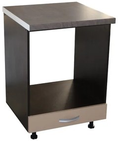 Corp pentru cuptor incorporabil cu sertar Zebra, Wenge/Cappuccino, cu blat beton, 60 x 85 x 60 cm