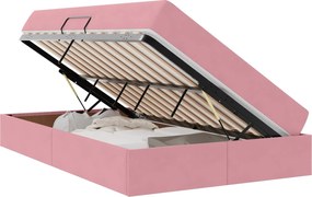 vidaXL Pat cu saltea și spațiu de depozitare Roz 120 x 200 cm Catifea