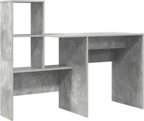 vidaXL Birou cu raft Gri din beton 131,5 x 50 x 106,5 cm Lemn compozit