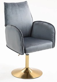 HR280N Scaun Grafit  din Catifea cu Bază Aurie