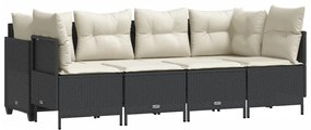 3261521 vidaXL Set mobilier de grădină cu perne, 5 piese, negru, poliratan