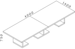 Masa de intalnire Lineart 400 x 140 cm, ulm deschis