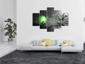 Tabloul bilelor verzi abstracte (150x105 cm)