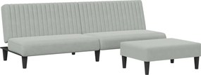 vidaXL Set canapea, 2 piese, gri deschis, catifea
