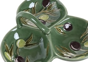 Bol servire aperitive cu 3 compartimente din ceramică, 23,5×23,5×9 cm, „Olivo"