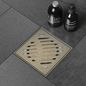 Set rigola pentru dus Inter Ceramic New Generation cu capac cu fante diagonale 10x10 cm finisaj bronz periat