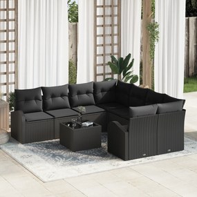 vidaXL Set de canapele pentru grădină 9 pcs Negru 55 x 55 x 37 cm