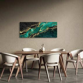Tablou - Marmorat, petrol-auriu (120x50 cm)