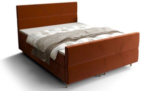 Pat matrimonial Boxspring 160 cm Flu plus (maro portocaliu) ( cu saltea și sp. depozitare). 1046576