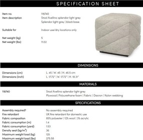 Taburete design LUX Avellino, Splendor light grey