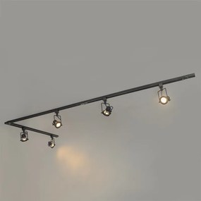 Sistem de șine industrial negru cu 5 spoturi monofazate - Suplux