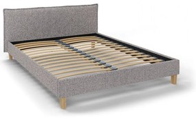 Pat matrimonial gri cu tăblie și somieră 160x200 cm Tina – Ropez