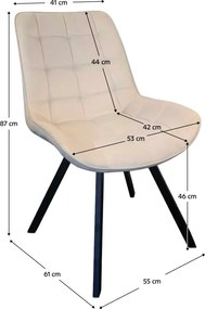 Scaun de sufragerie, ţesătură Velvet bej/negru, SAMIRA
