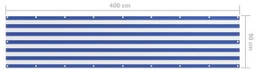 Paravan de balcon, alb si albastru, 90 x 400 cm tesatura oxford Alb si albastru, 90 x 400 cm