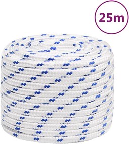 vidaXL Frânghie de barcă, alb, 16 mm, 25 m, polipropilenă