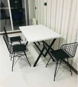 Set Masa Bucatarie cu 4 Scaune , Alb-negru,120x80x75 cm, 30409SET