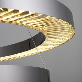 Lustră LED suspendată pe cablu JESI, 140W, 230V, 3000K, Ø 100 cm, argintie