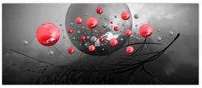 Tabloul cu bile abstracte roșii (120x50 cm)