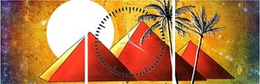 Tablou cu piramidele egiptene pictate (cu ceas) (90x30 cm)