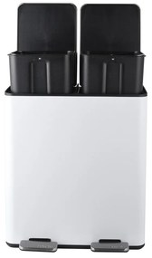 Coș de gunoi alb mat pentru reciclare/cu pedală 2x20 l din oțel Aliya – Spirella