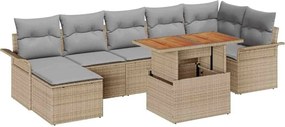 vidaXL Set de canapele pentru grădină 8 pcs Bej Rattan poli