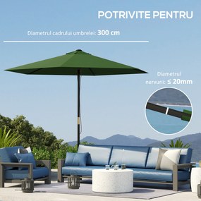 Outsunny Înveliș de Schimb pentru Umbrelă cu Orificii de Aerisire, Ø300 cm, Verde | Aosom Romania