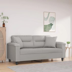 3153270 vidaXL Canapea cu 2 locuri perne&pernuțe gri deschis 140 cm microfibră