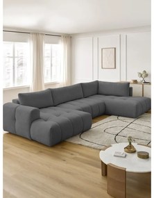 Colțar gri închis extensibil/cu spațiu de depozitare (cu colț pe partea dreaptă/în formă de "U") Fuji – Bobochic Paris