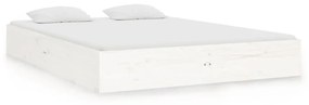 820073 vidaXL Cadru de pat mic dublu, alb, 120x190 cm, lemn masiv