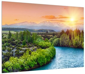 Tablou cu peisaj montan de pădure (70x50 cm), în 40 de alte dimensiuni noi
