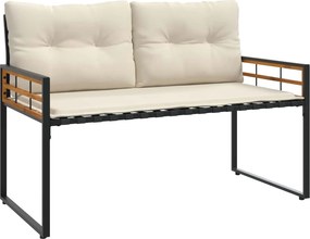 vidaXL Bancă cu strat din lemn cu pernă Simplu Crem 114 x 55 x 77 cm