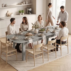 HOMCOM Masă Ovală Extensibilă pentru Dining, 140-180 cm, Gri Efect Lemn | Aosom Romania