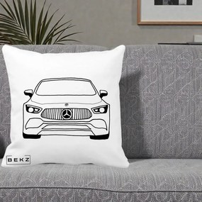 Perna Personalizata Mercedes-Benz Fata Linie, 40x40 cm, Alba Mata, Husa Detasabila, Perna Inclusa, BEKZ®