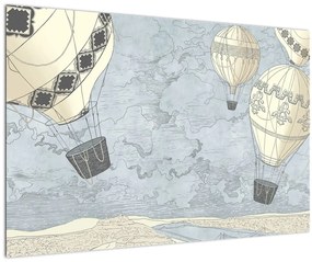 Tablou - Baloane deasupra orașului, nuanțe reci (90x60 cm)