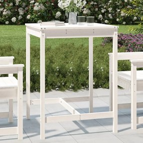 vidaXL Măsuță de grădină, alb, 82,5x82,5x110 cm, lemn masiv de pin