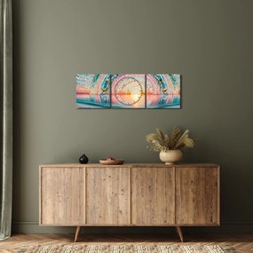 Tablou – Mozaic al soarelui la apus (cu ceas) (90x30 cm)