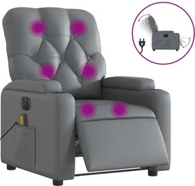 vidaXL Fotoliu de masaj electric rabatabil, gri, piele ecologică