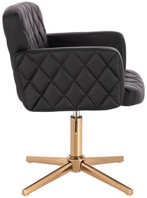 HC802CROSS Scaun Neagră din Piele Ecologica cu Bază Aurie