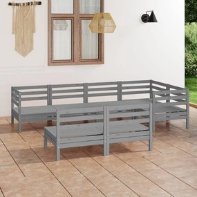 3082749 vidaXL Set mobilier de grădină, 7 piese, gri, lemn masiv de pin