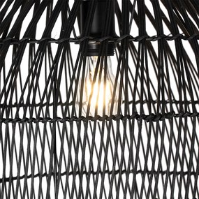 Lampă de podea rustică neagră cu ratan - Sam
