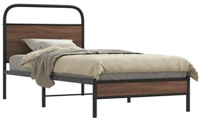 vidaXL Cadru pat fără saltea stejar maro, 90x190 cm, lemn prelucrat