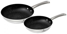 Set 2 tigai non stick otel inoxidabil cu interior din marmura XYLAN Gourmet Line Blaumann BL 3176