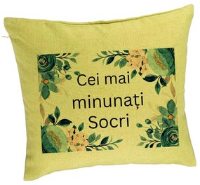 Perna Decorativa pentru Socri 1, 40x40 cm, Verde, Husa Detasabila, Burduf