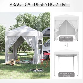 Outsunny Foisor Pliabil 2x2 m con 4 Pereti Detasabili, Foisor de Gradina cu Sac pentru Transport din Poliester si Otel, Alb | AOSOM RO