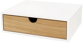 Noptieră alb/în culoare naturală cu aspect de lemn de stejar Farsta – Woodman