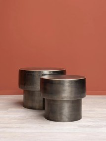 Set 2 masute laterale din metal, cu aspect vintage, Drum